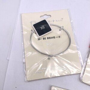 Vintage Fresh & Co Be Brave Brass Bangle Bracelet Womens Silver Tone